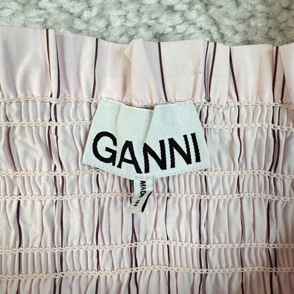 Ganni Shrinking Violet Pink Cotton Smock Top Blouse - Picture 5 of 10